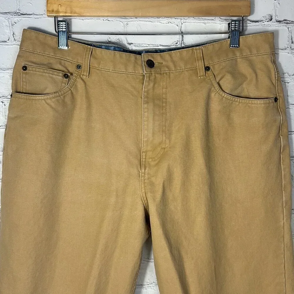 Orvis KHP Jeans Mens Brown Canvas Straight 100% Cotton Workwear‎ size 38/30
